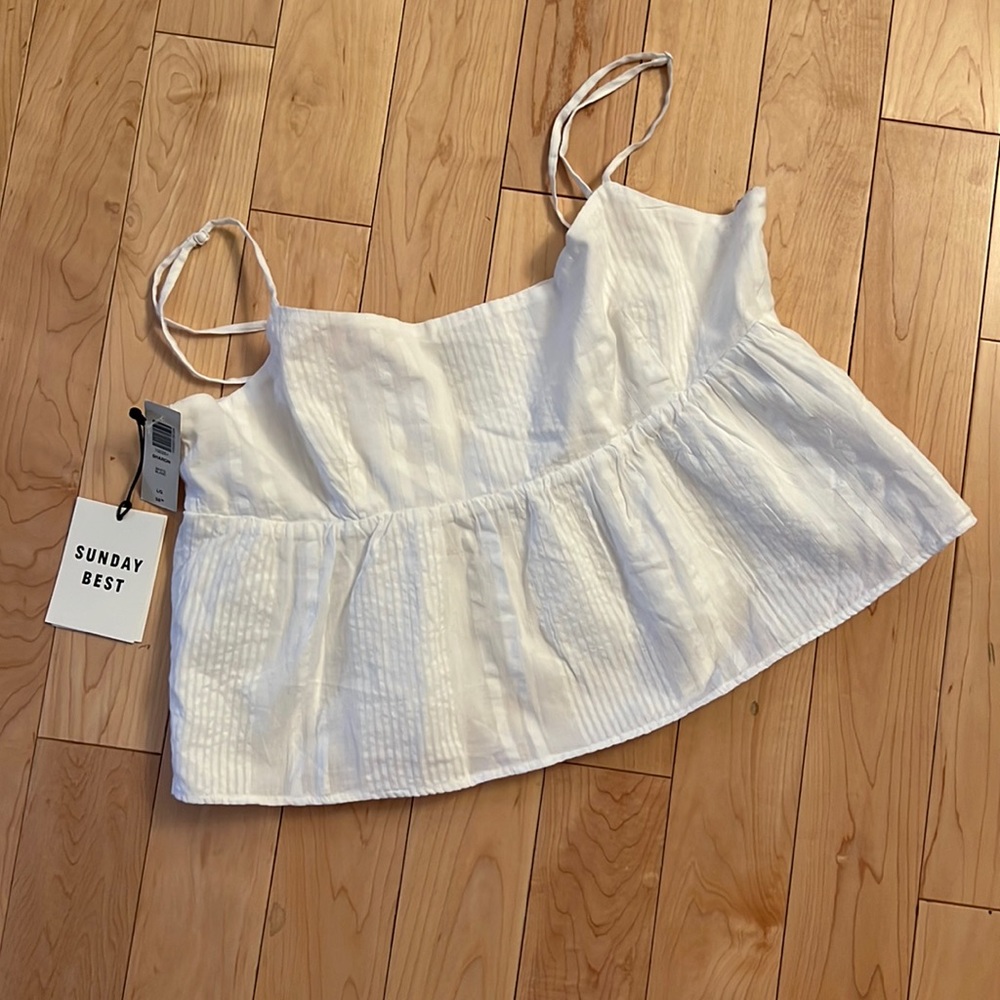 White Aritzia Cropped Cotton Top Size LG